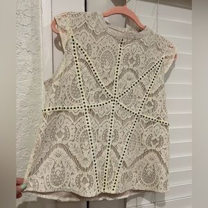 Tan lace Mia Joy shirt. Size M.